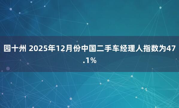 园十州 2025年12月份中国二手车经理人指数为47.1%